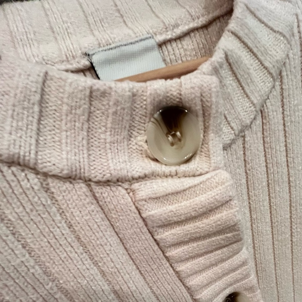 Varley Pensdale Relaxed Knit Jacket Egret Blush Ivory Ribbed Cardigan L - Picture 12 of 15